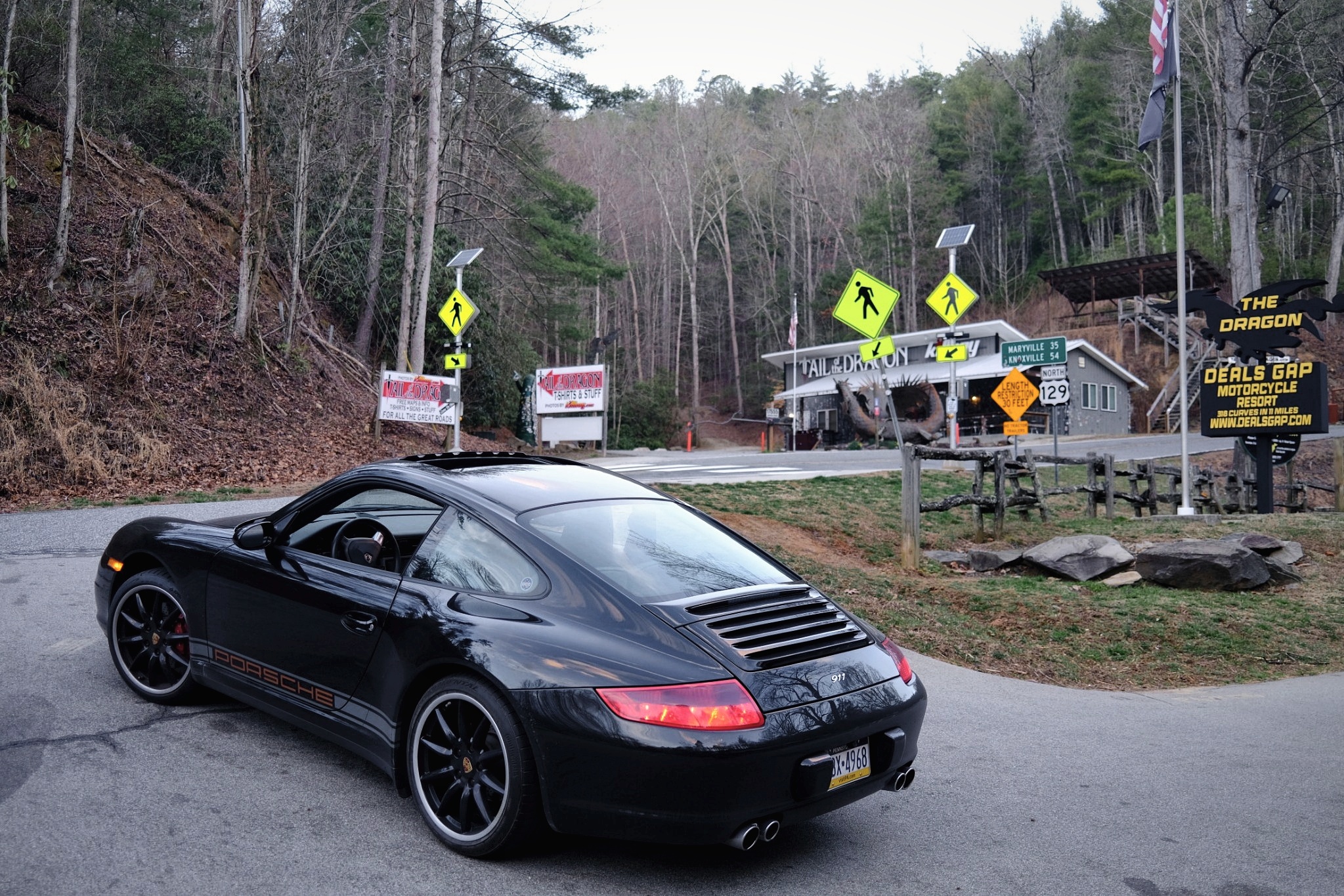 The 997.1 Carrera 4 at the entrance to the Tail of the Dragon on US 129
